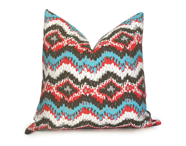 Links Ikat Outdoor Pillow Cover - Turquoise – Willa Skye Home
