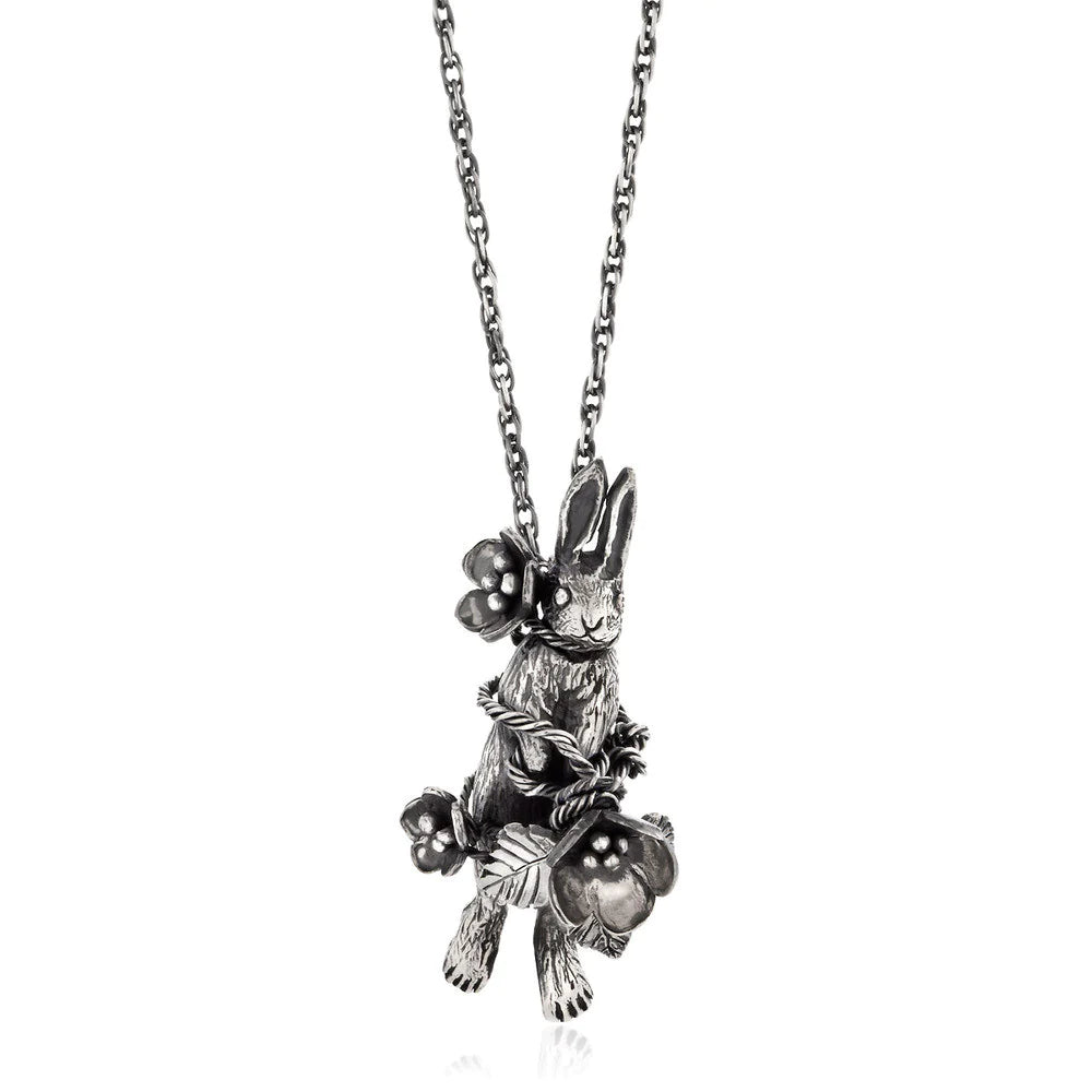 A necklace which includes an exquisite almost dead rabbit decoration.