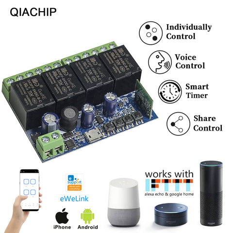 QIACHIP 2.4g Smart Remote Control Light Socket E26 E27 Bulb Socket Adapter, Ewelink Bluetooth Smart Lamp Holder, Ewelink App Remote Control Timing