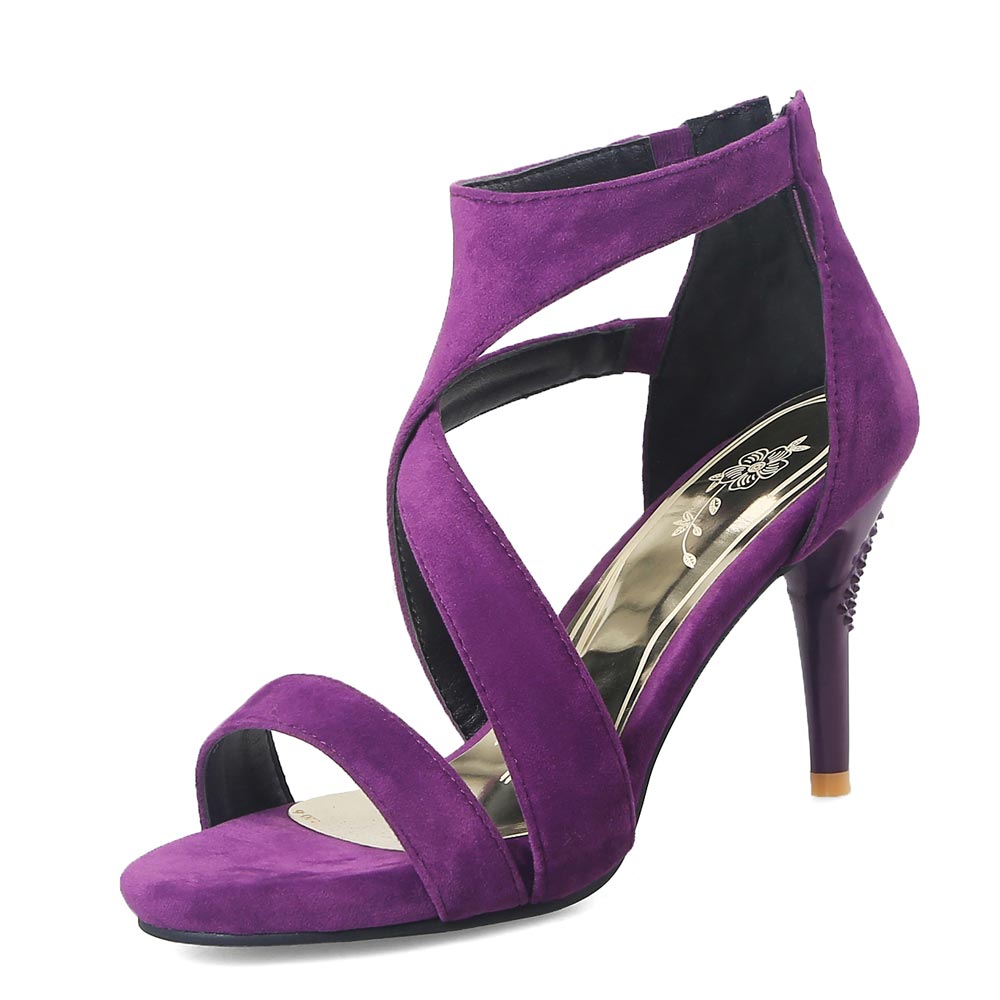 purple mid heels