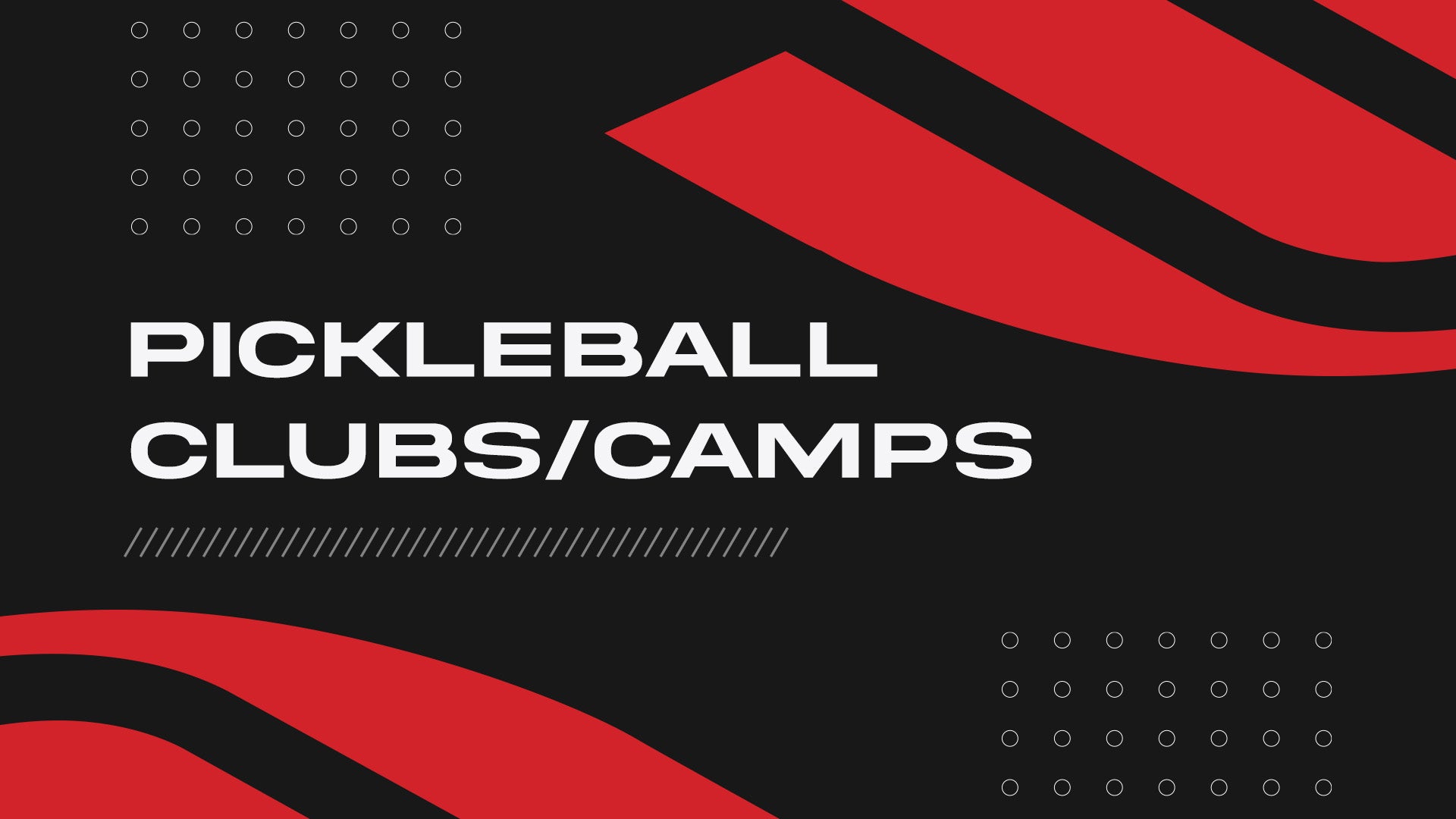 Pickleball Clubs/Camps written over a black background with Selkirk red logo