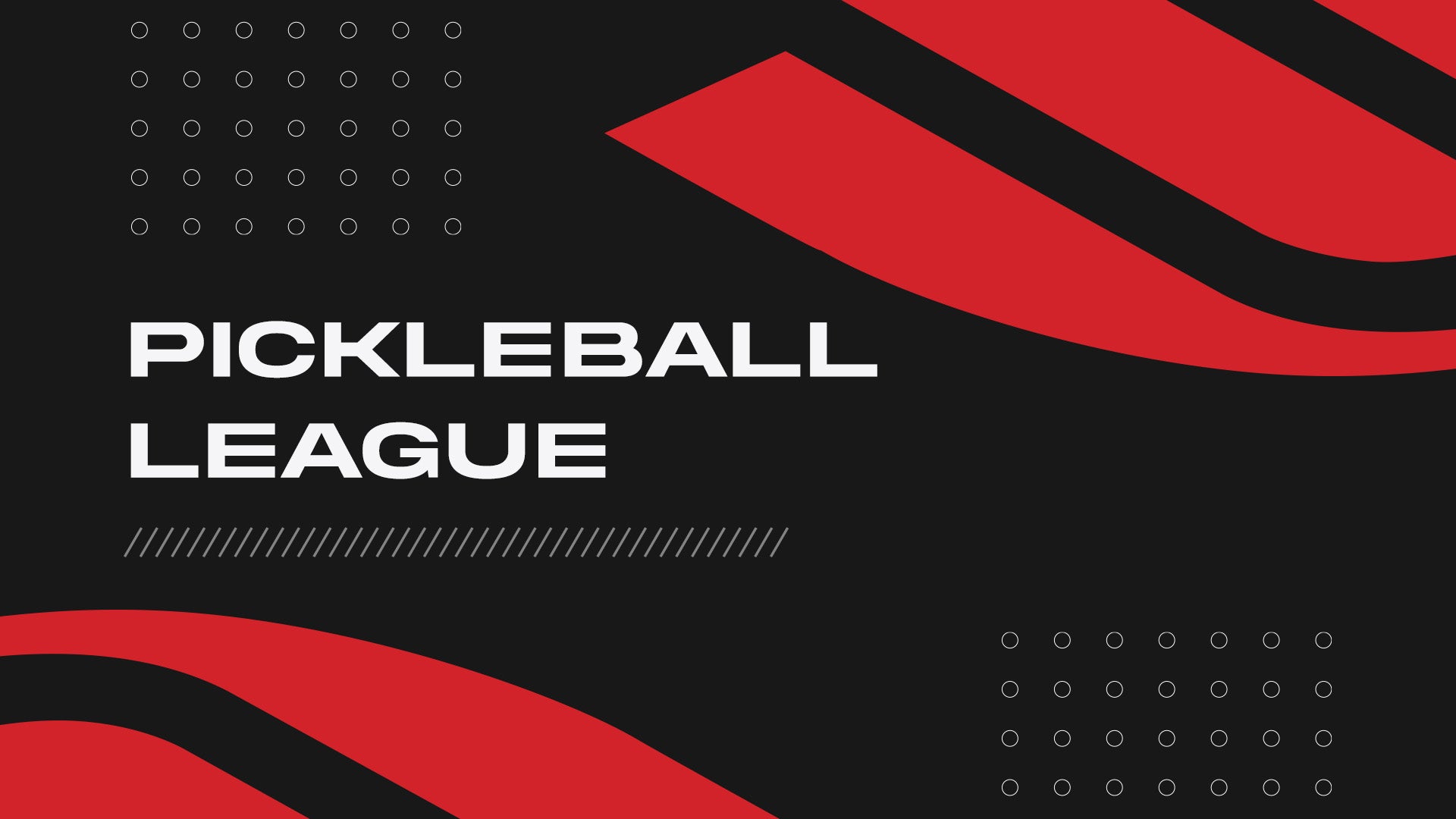 Pickleball League written over a black background with Selkirk red logo