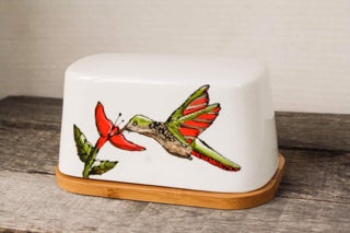 hummingbird butter dish