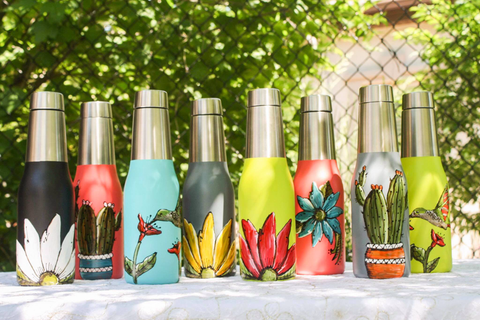 Hand painted water bottle collection by Pero