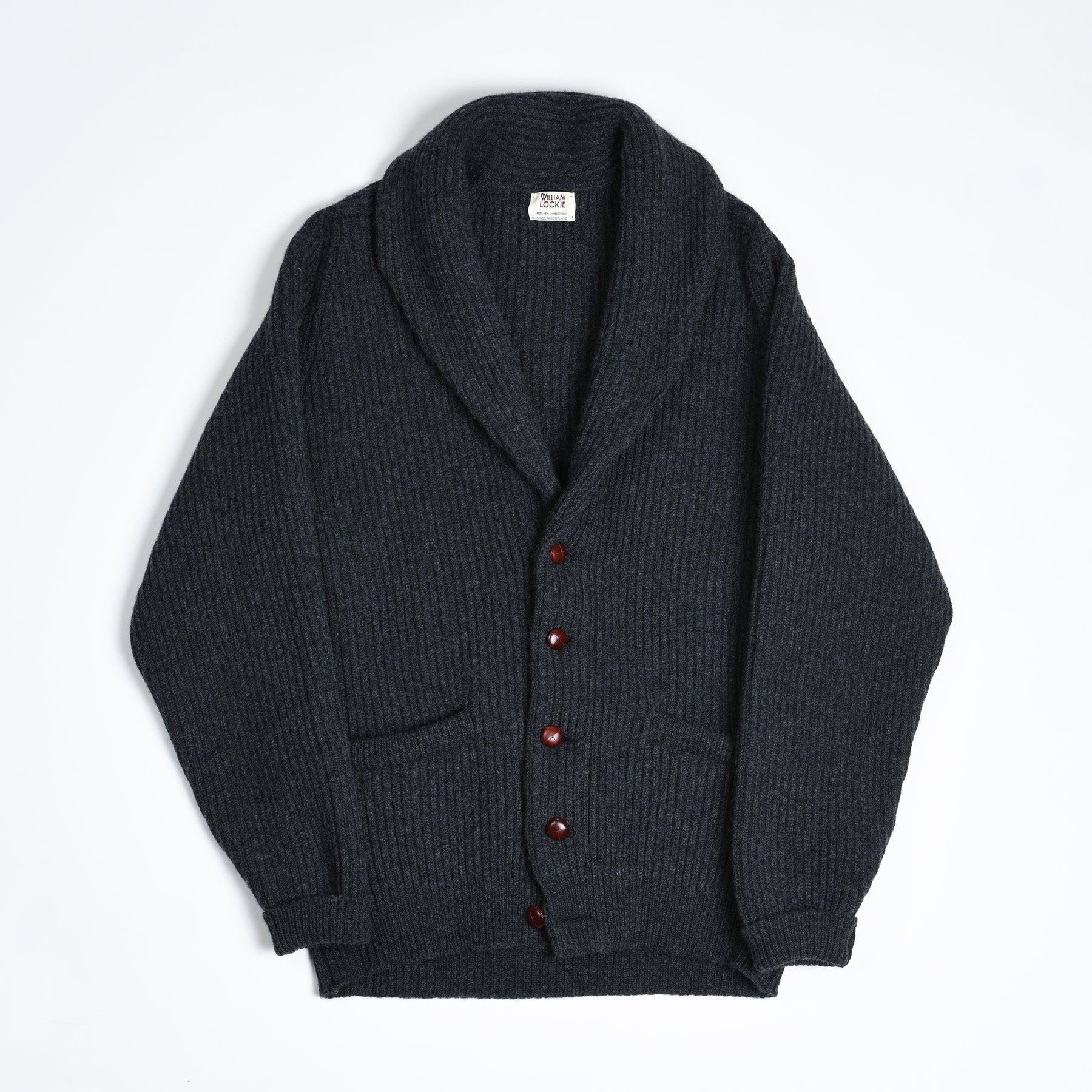 William Lockie Lambswool Shawl Collar Cardigan - Dark Grey – Caine ...