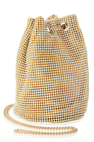 Crystal Bucket Bag in gold