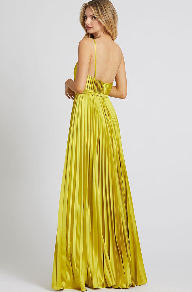 Chartreuse Pleated Wide Leg Jumpsuit By Mac Duggal Rental The Fitzroy