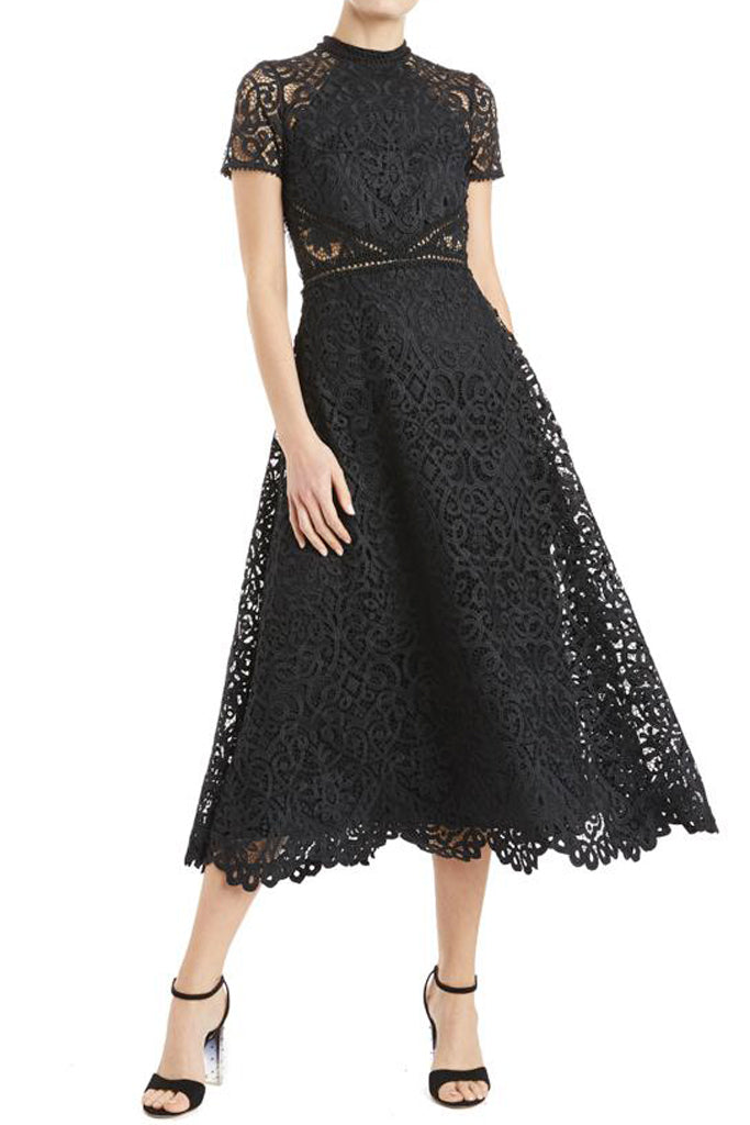 black midi lace dress