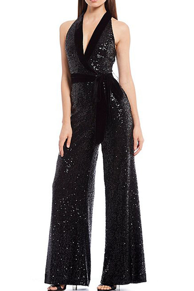 tuxedo sequin jumpsuit