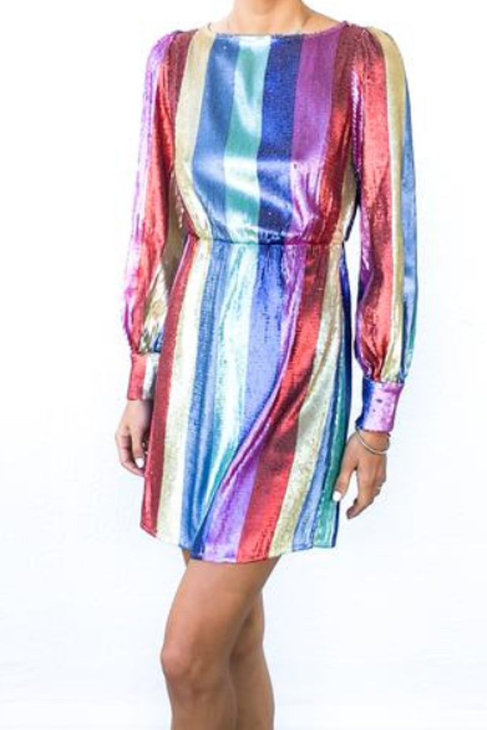 rixo rainbow sequin dress