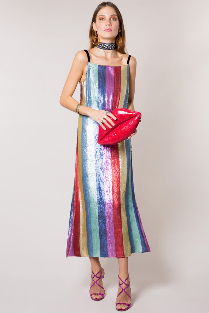 rixo rainbow sequin dress