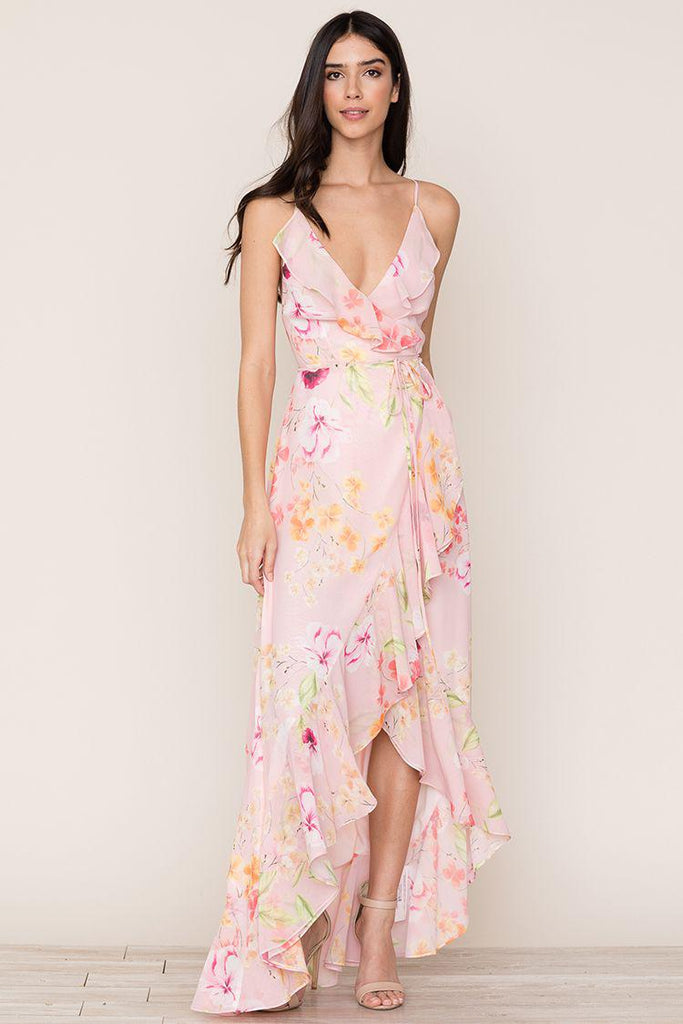 yumi floral wrap dress