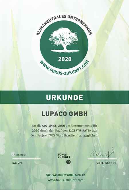 2020 CO2 neutral Zertifikat