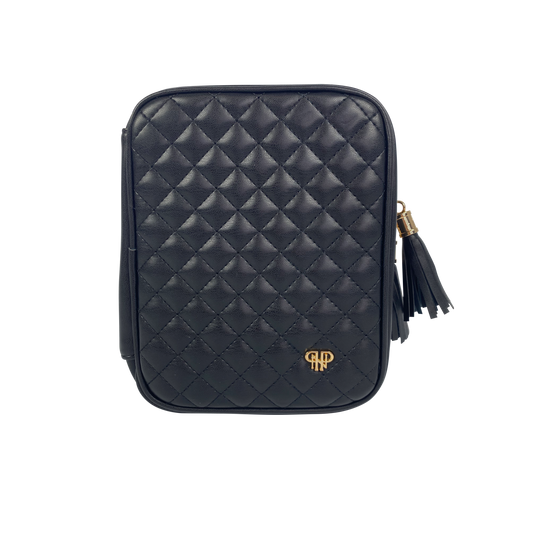 Pursen Classic Train Case - Travel Makeup & Toiletry Case - Navy Quilted