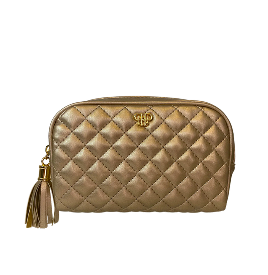 Small Makeup Bag - Gold Quilted