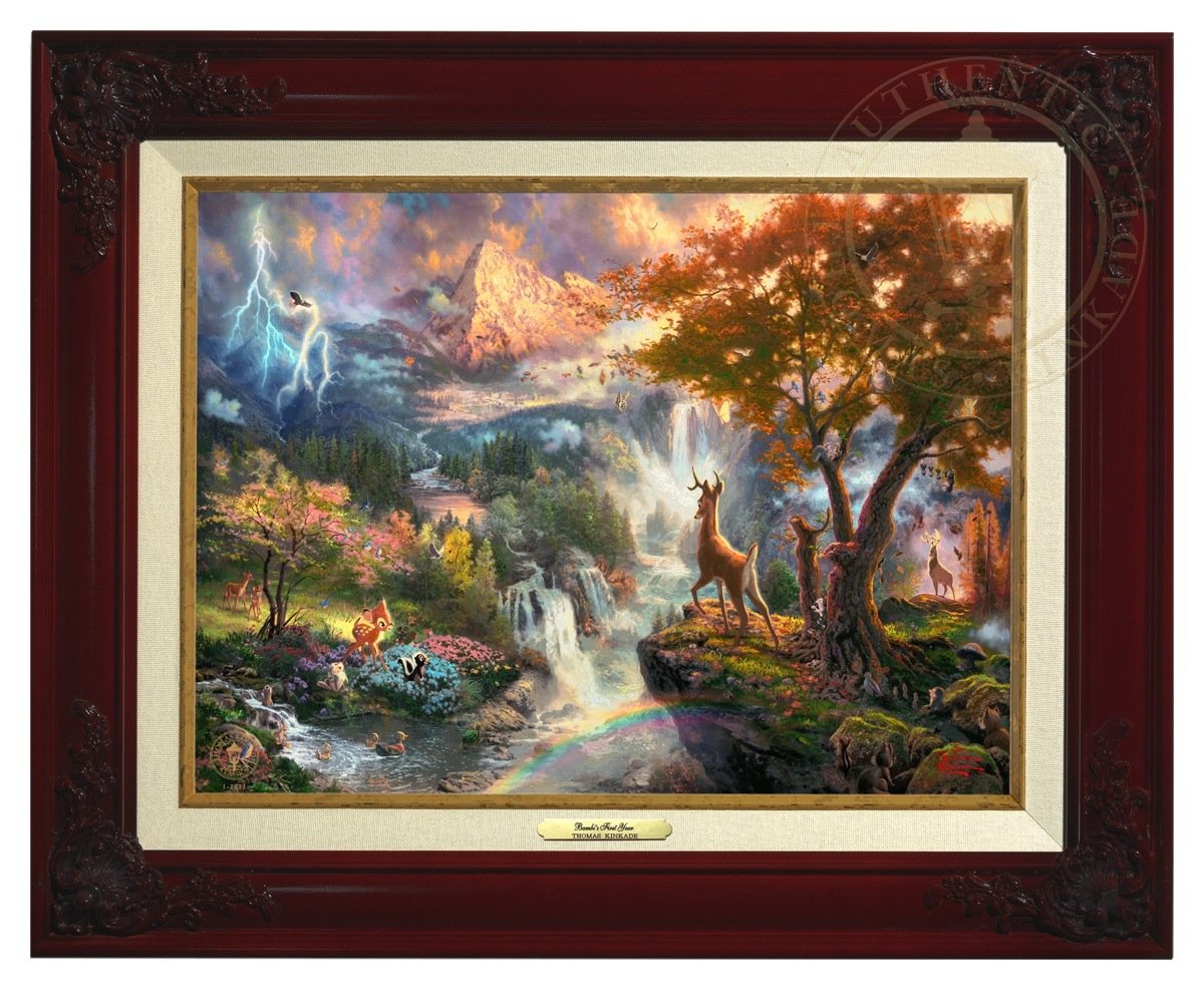 Brandy Frame Thomas Kinkad Bambi S First Year 12 X 16 Canvas Classic Other Thomas Kinkade Thomas Kinkade Collectibles Art