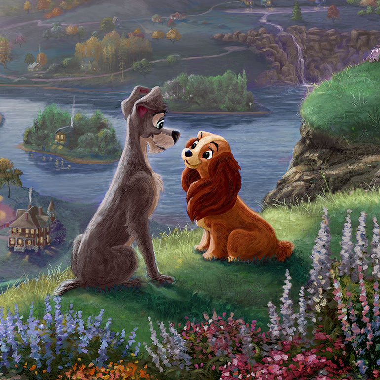 Lady and the Tramp Falling in Love | Limited Edition Canvas By Thomas ...