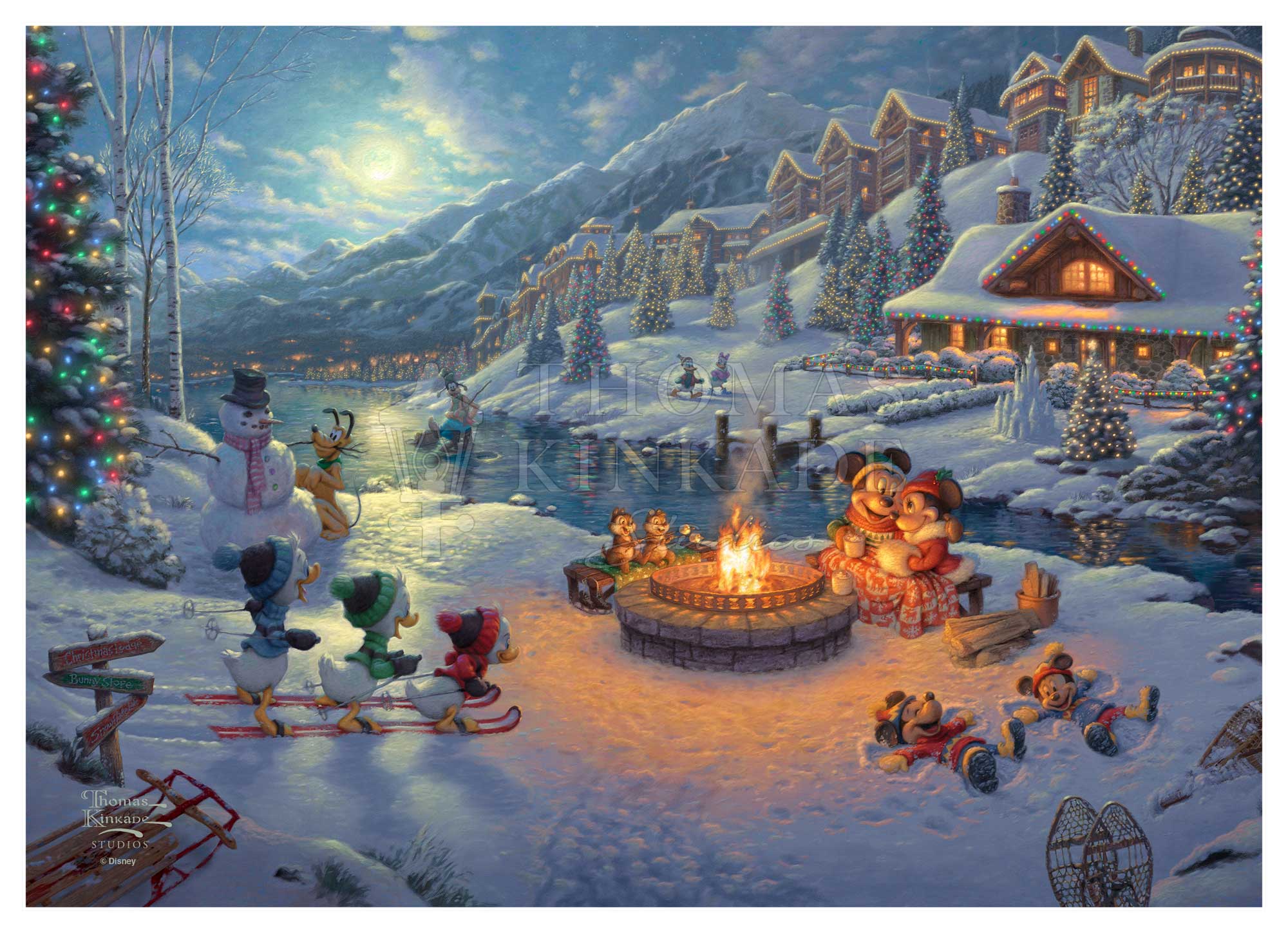 Thomas Kinkade - Mickey and Minnie - Christmas Lodge SN Paper