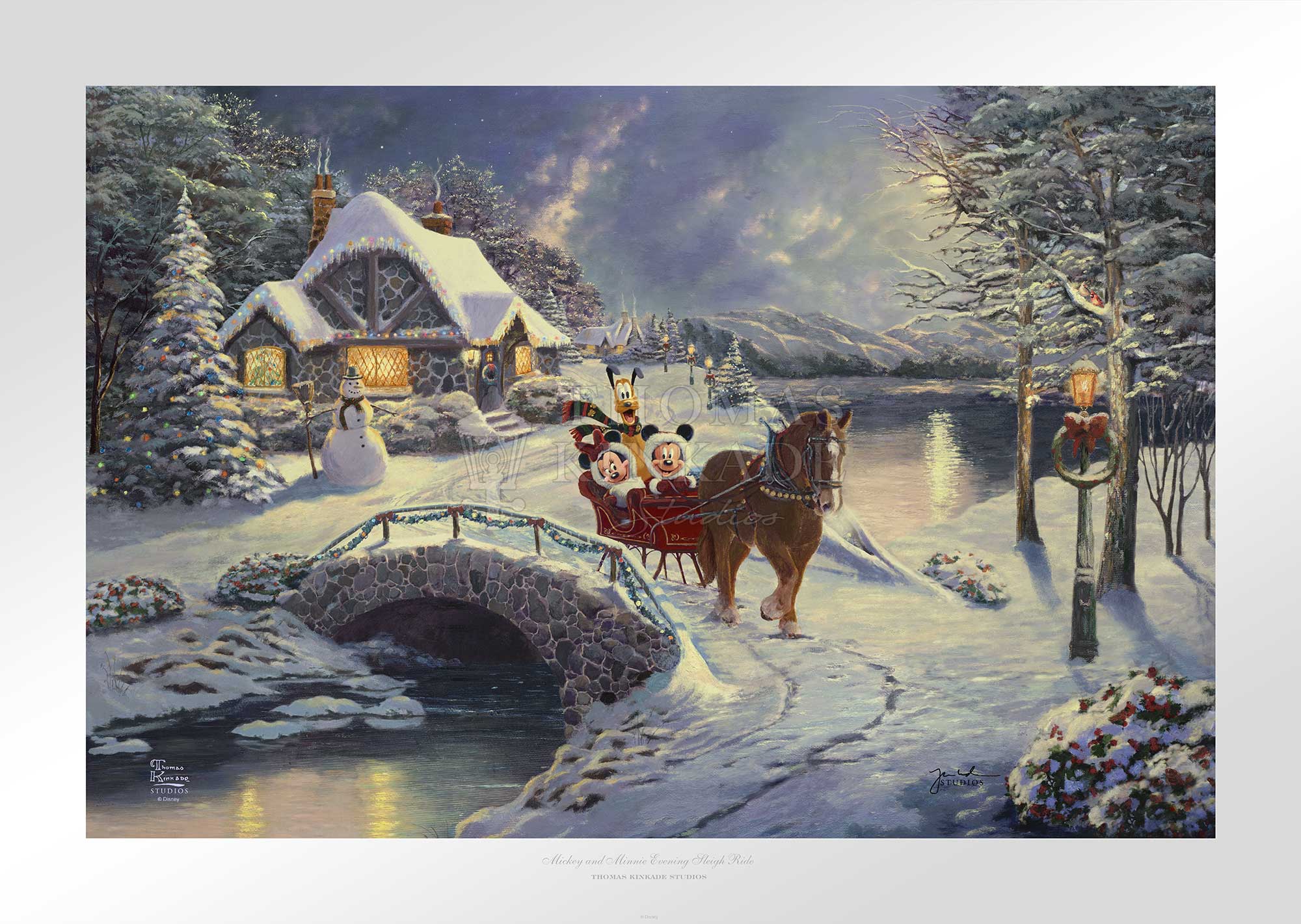 Thomas Kinkade - Mickey and Minnie - Christmas Lodge SN Paper