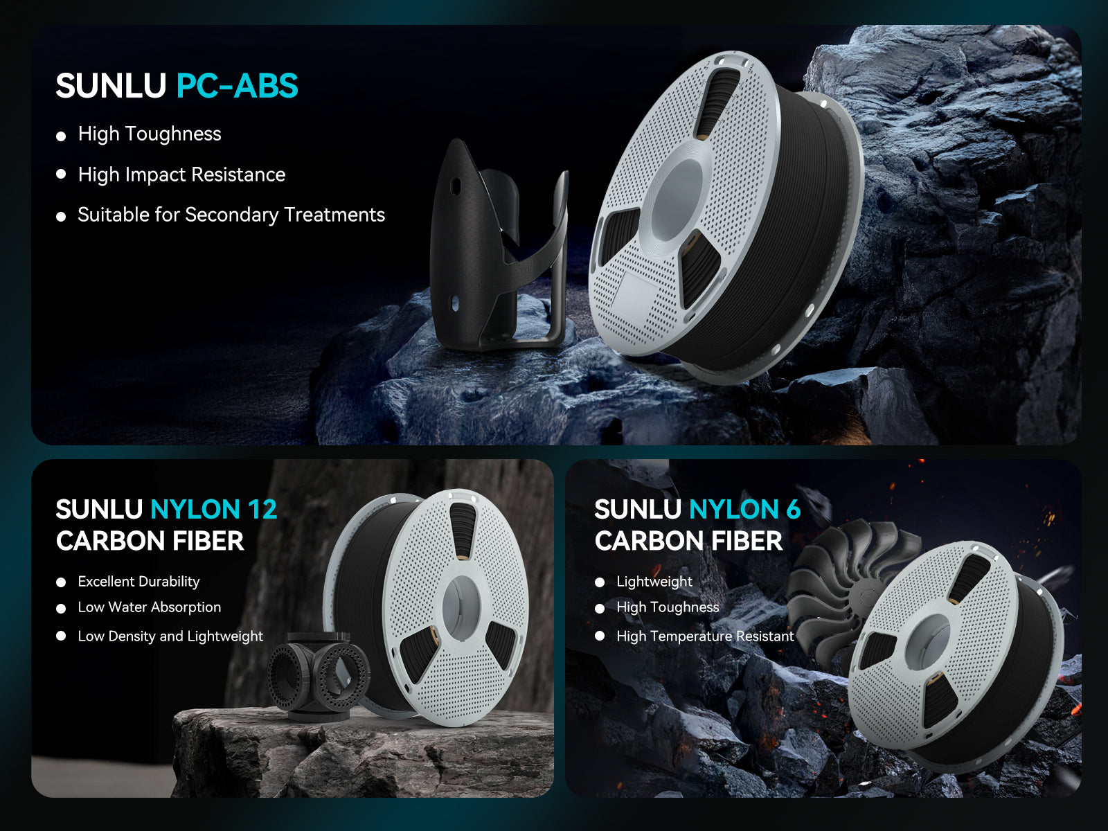 Engineering filaments sunlu Engineering grage filament pa6-cf pa12-cf