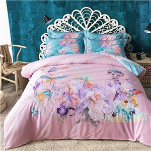 Papa Mima Light Pink Garden Woman Bedding Set 4pcs Queen King Size