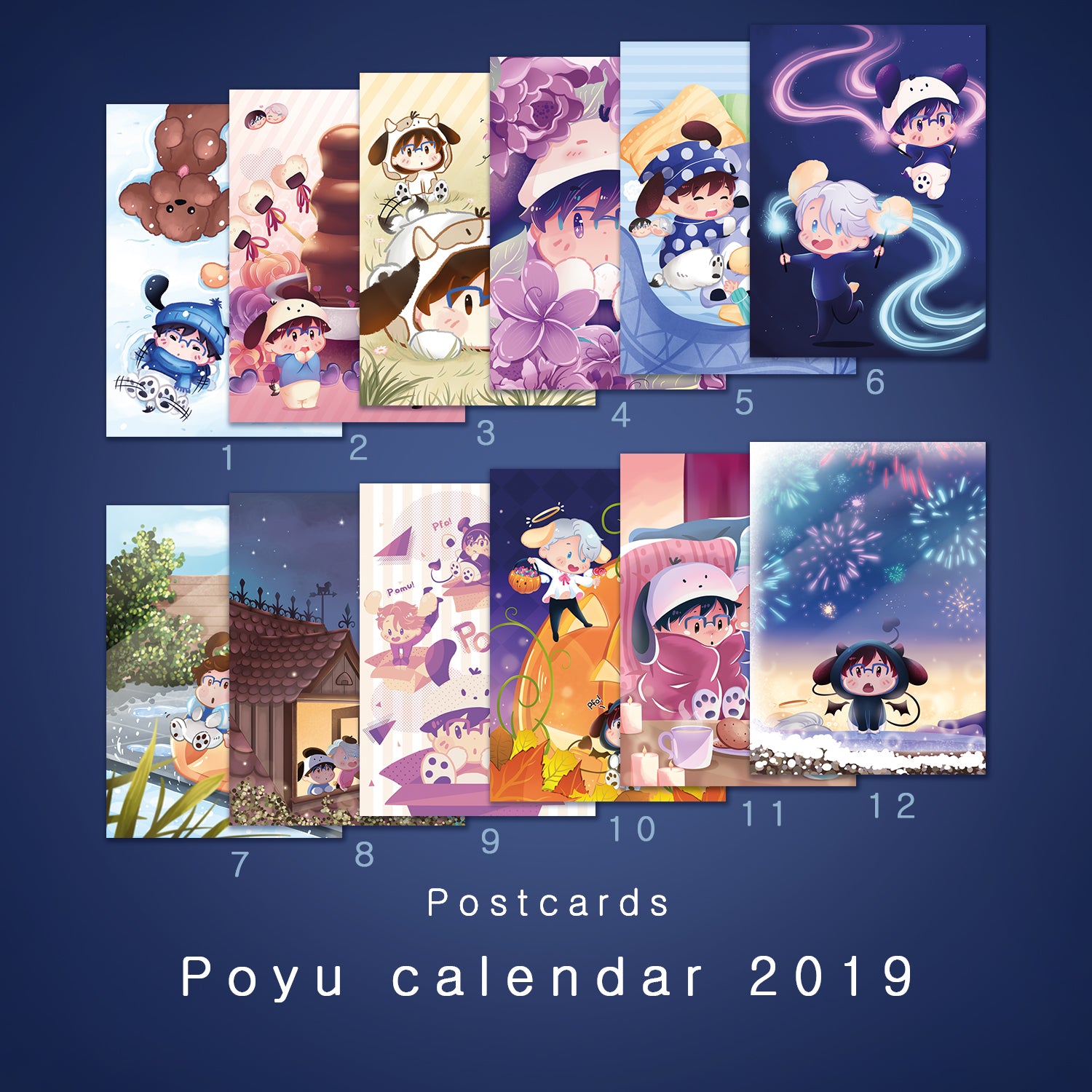 [Yuri!!! on Ice] Poyu calendar 2019 - postcards – Lien Art