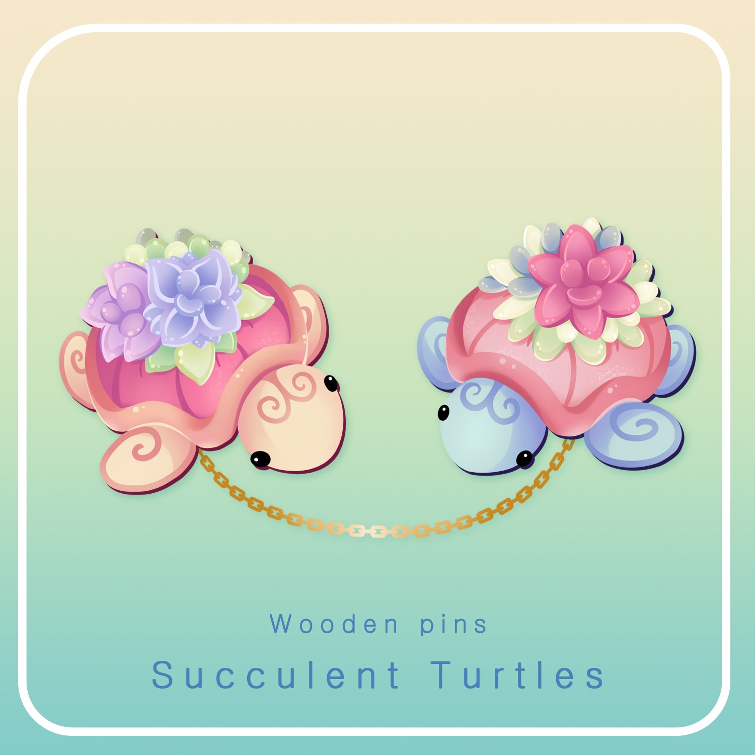 Succulent Turtle - Wooden pin set