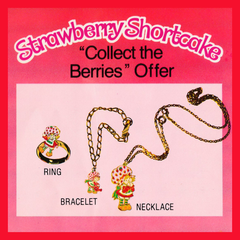 Cherry Cuddler Strawberry Shortcake Gold Enamel Charm for Bracelet