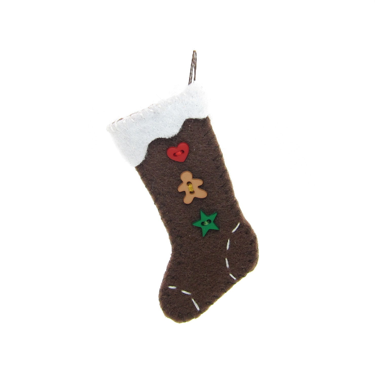 Miniature Gingerbread Christmas Stocking Hand Stitched Felt Ornament ...