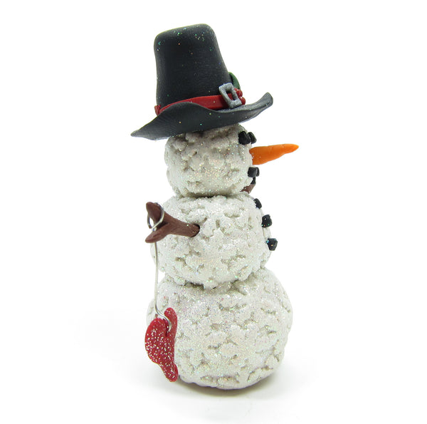 Snowman Miniature Figurine Polymer Clay Sculpture with Snowflakes ...