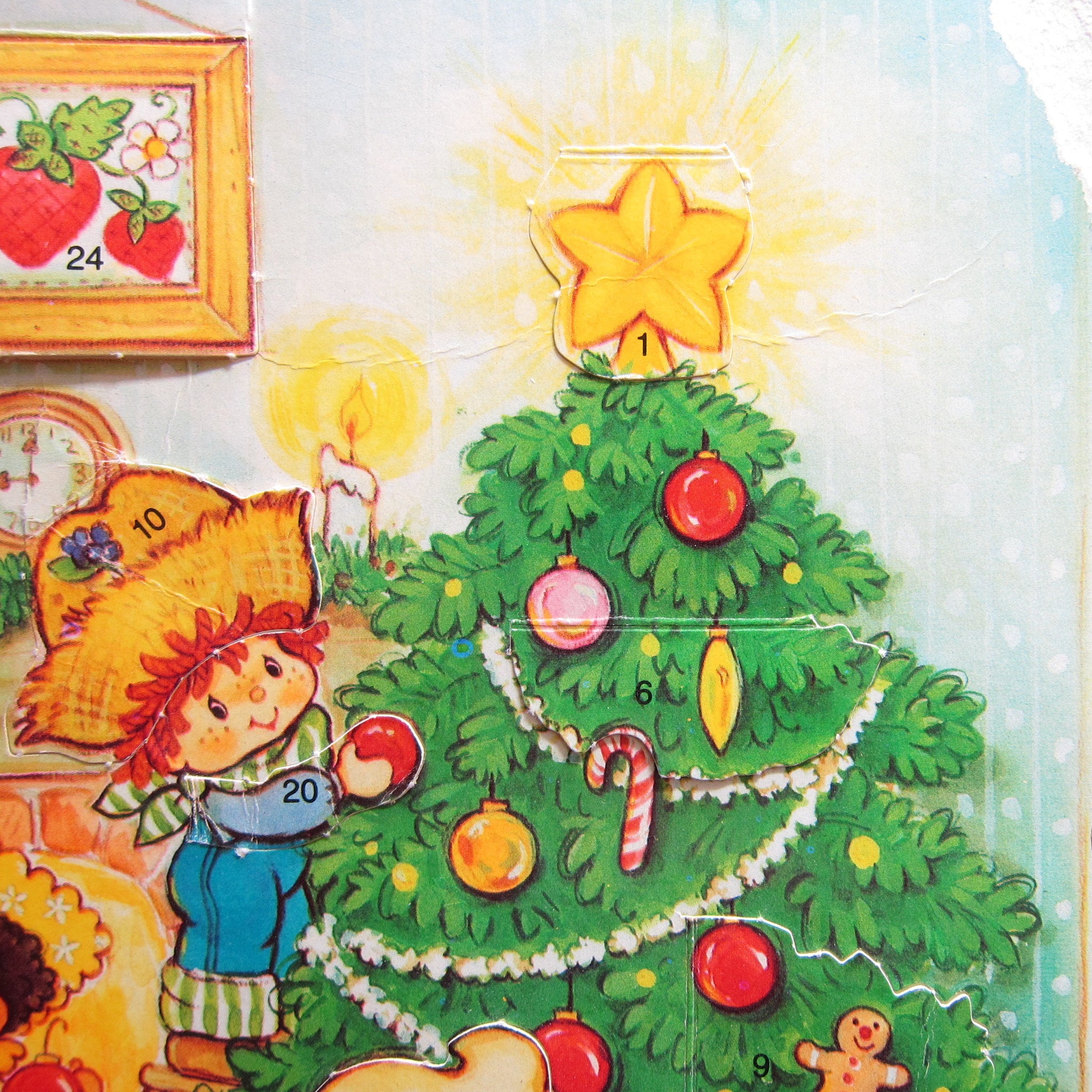 Strawberry Shortcake Advent Calendar Vintage Christmas 1982 Brown