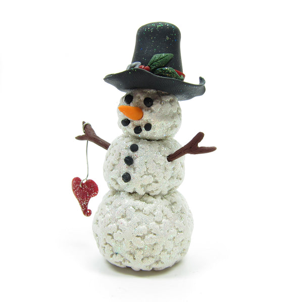 Snowman Miniature Figurine Polymer Clay Sculpture with 