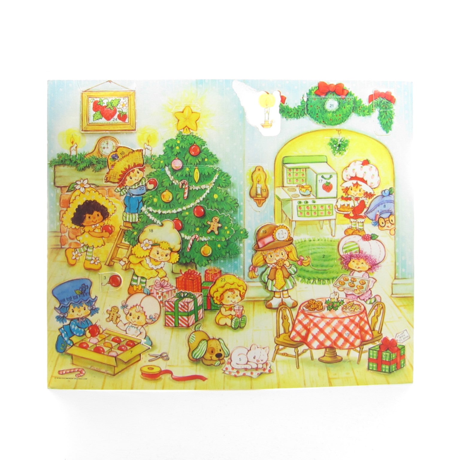 Strawberry Shortcake Advent Calendar Vintage Christmas 1982 Brown