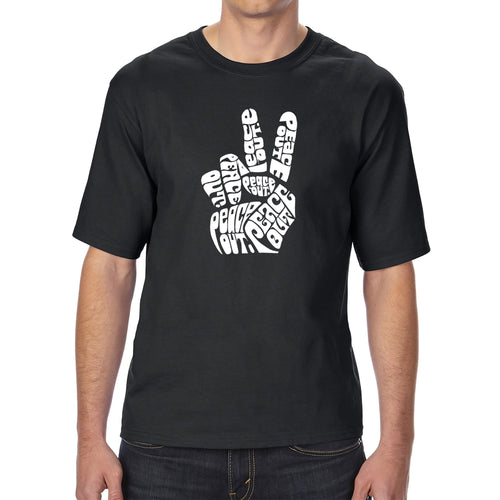 LA Pop Art Men's Tall and Long Word Art T-shirt - Peace Out