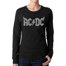 Load image into Gallery viewer, LA Pop Art Women&#39;s Word Art Long Sleeve T-Shirt - ACDC Classic Horns Logo