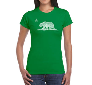 LA Pop Art Women's Word Art T-Shirt - California Bear