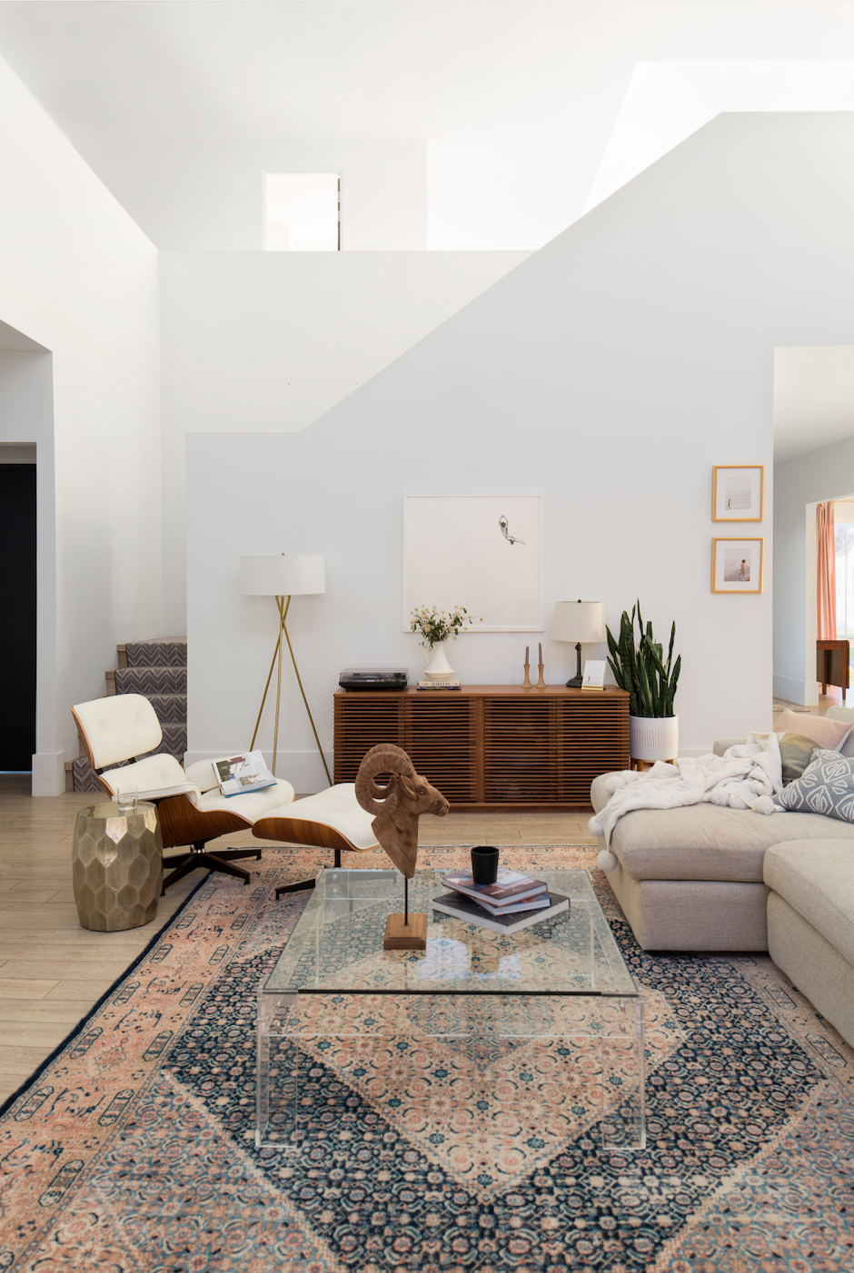 Large Turkish rug in a loft-style living room