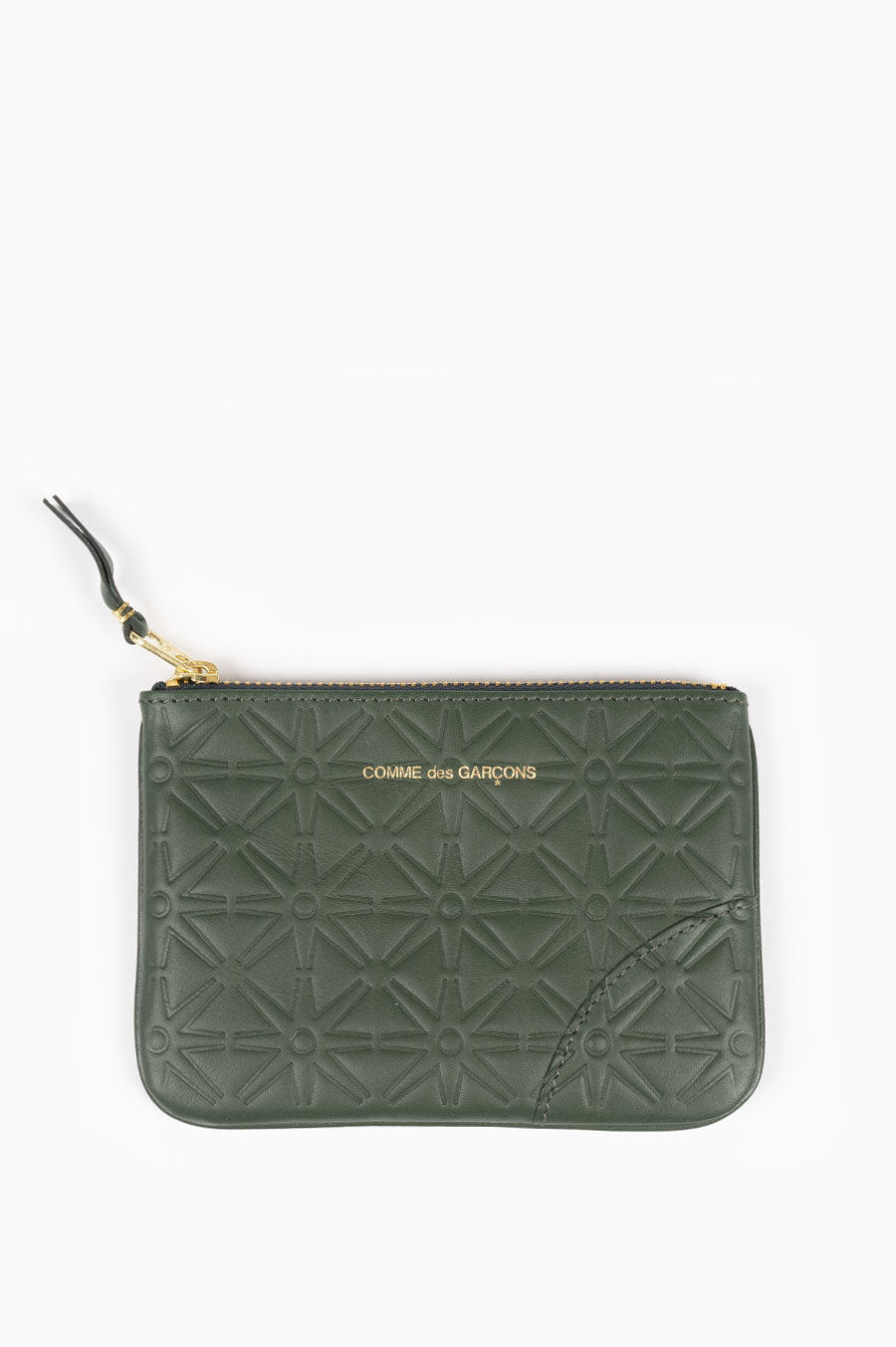 COMME DES GARCONS EMBOSSED LEATHER LINE WALLET SA810EA BOTTLE GREEN