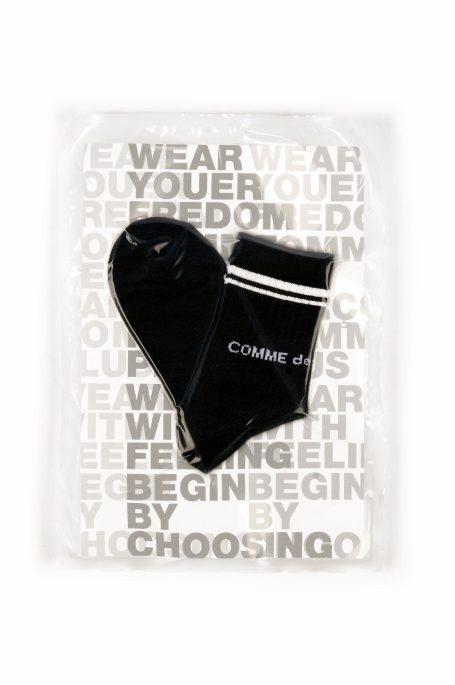 COMME DES GARCONS HOMME PLUS ANKLE STRIPE SOCKS BLACK