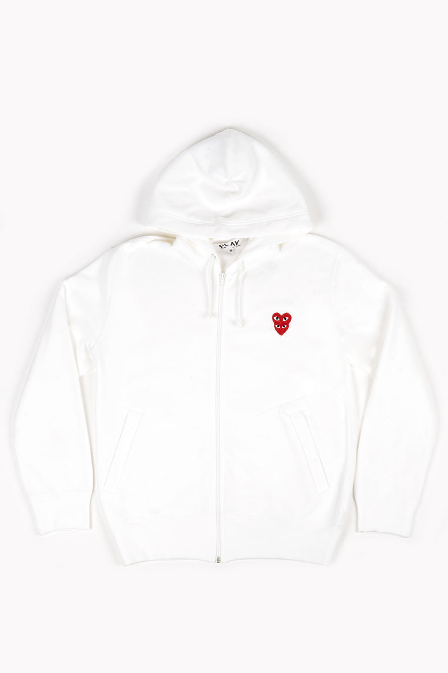 COMME DES GARCONS PLAY DOUBLE HEART ZIP HOODIE WHITE – BLENDS