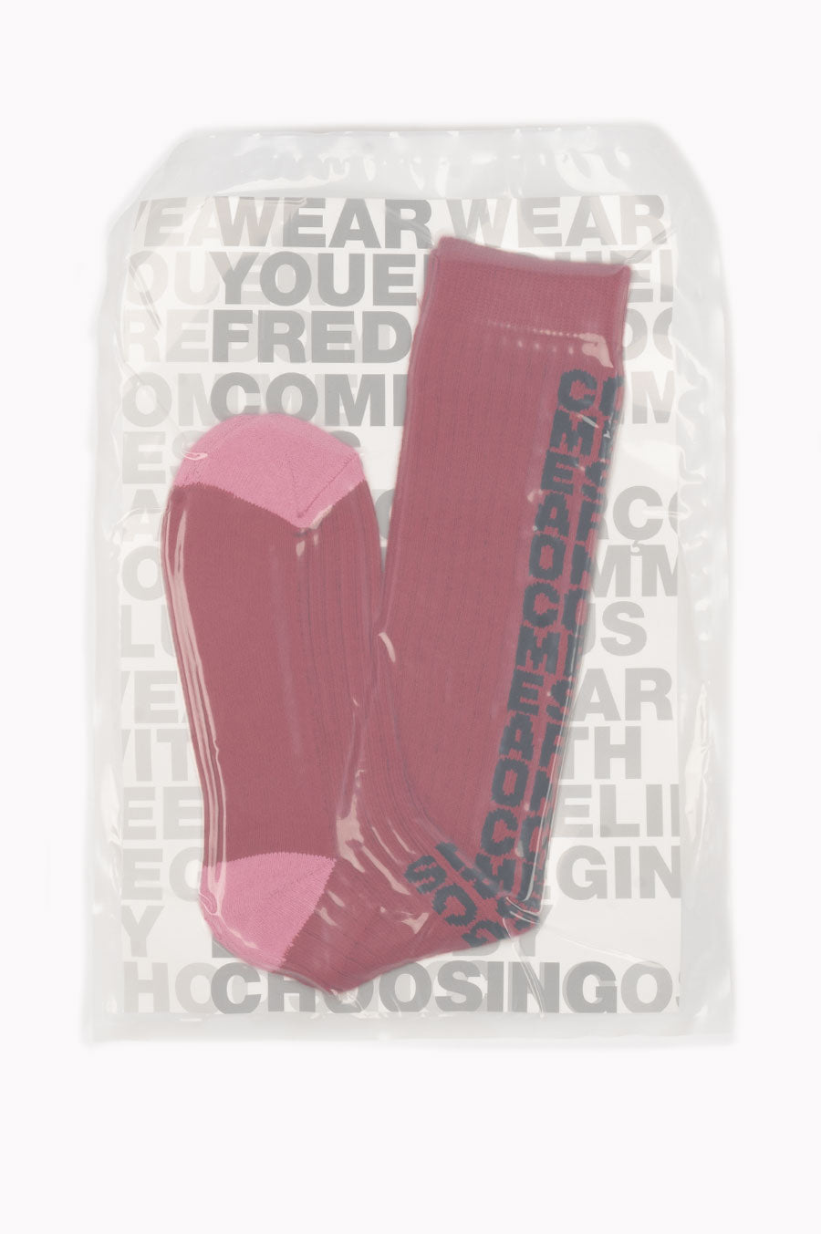 COMME DES GARCONS HOMME PLUS LONG MULTI LOGO SOCKS KHAKI PINK – BLENDS