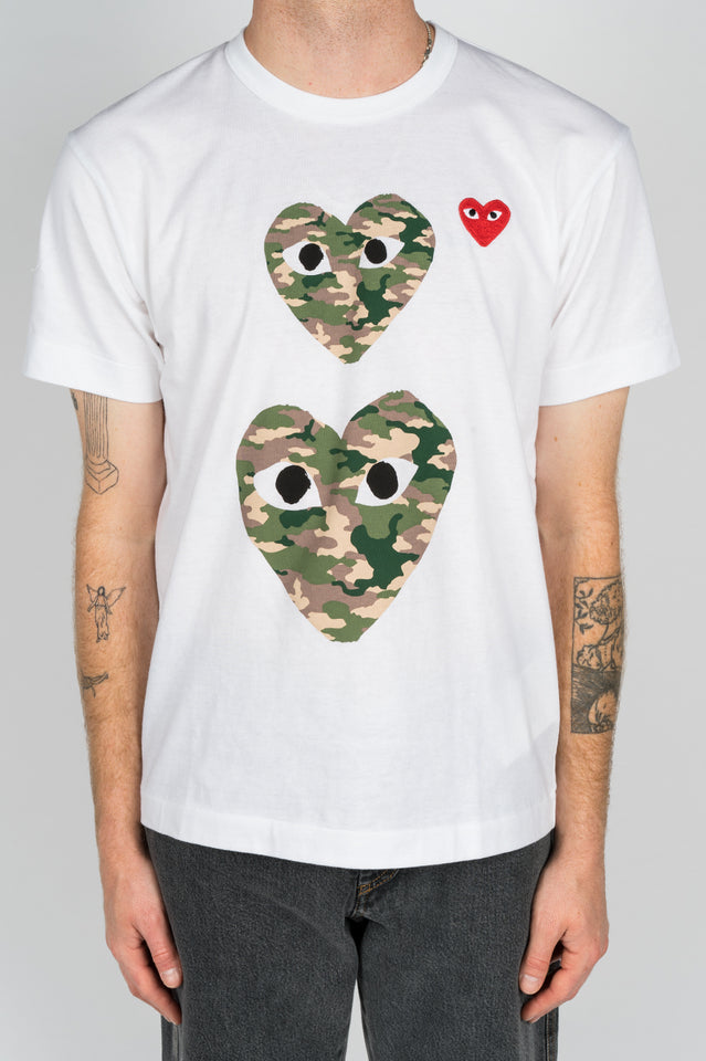 cdg camo heart t shirt