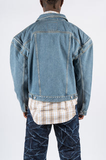 MARTINE ROSE DENIM JACKET W WIDE SHOULDERS LIGHT BLUE | BLENDS