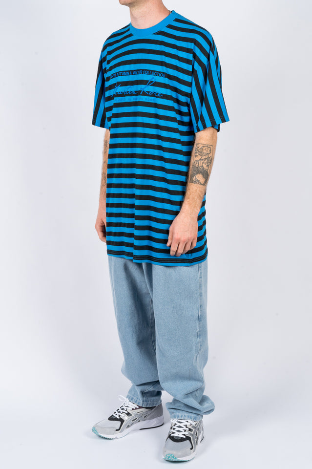 MARTINE ROSE OVERSIZED STRIPE TEE BLACK BLUE | BLENDS