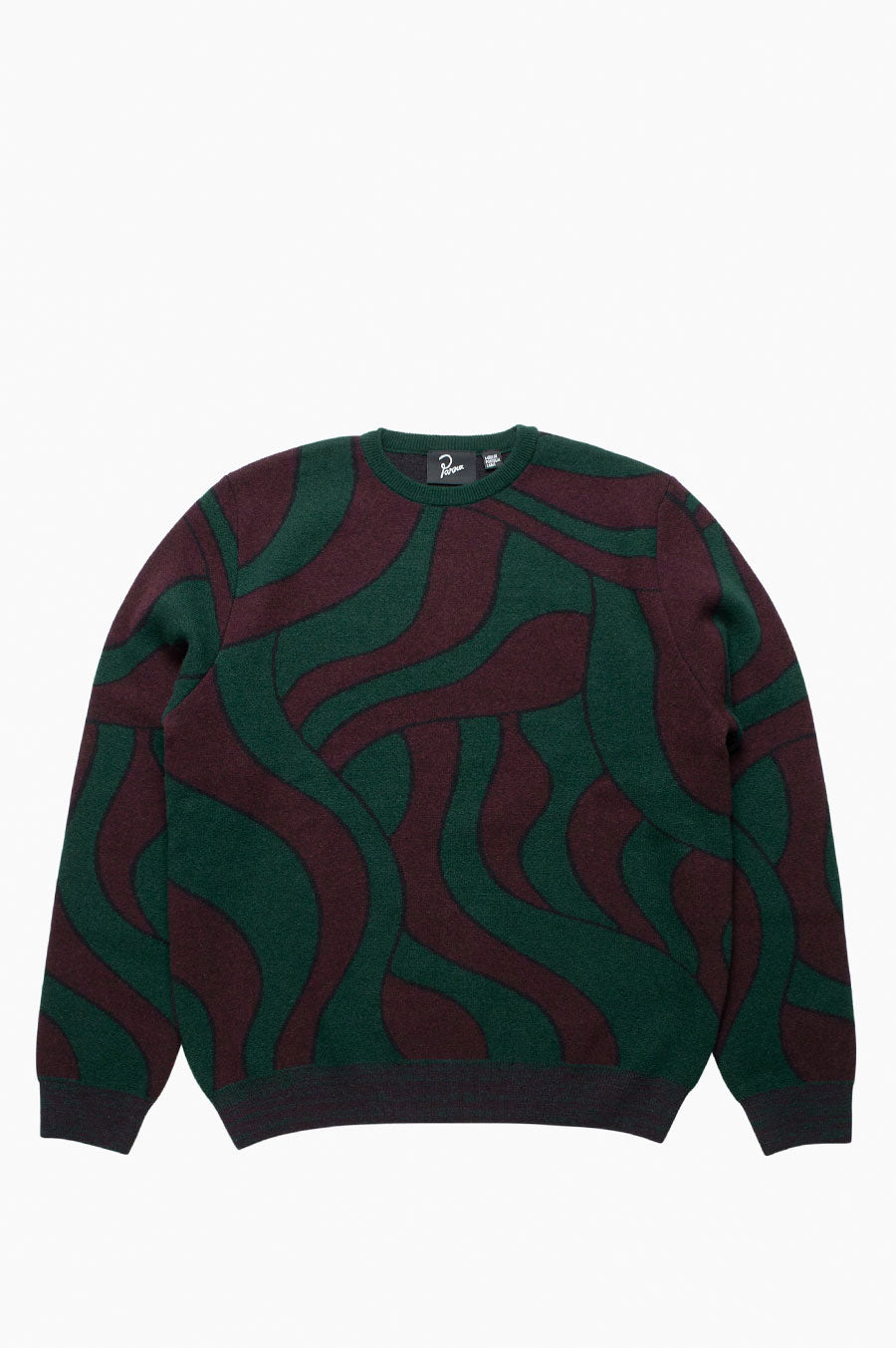 PARRA DISTORTED WAVES KNITTED PULLOVER PINE GREEN – BLENDS