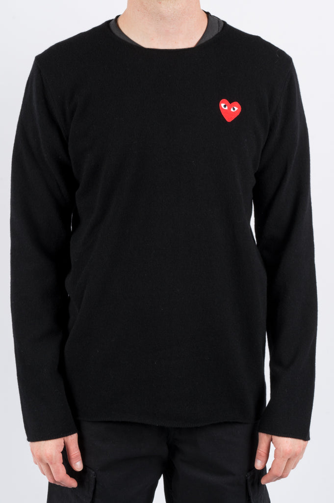 COMME DES GARCONS PLAY BOUNDLESS CREWNECK SWEATER BLACK – BLENDS