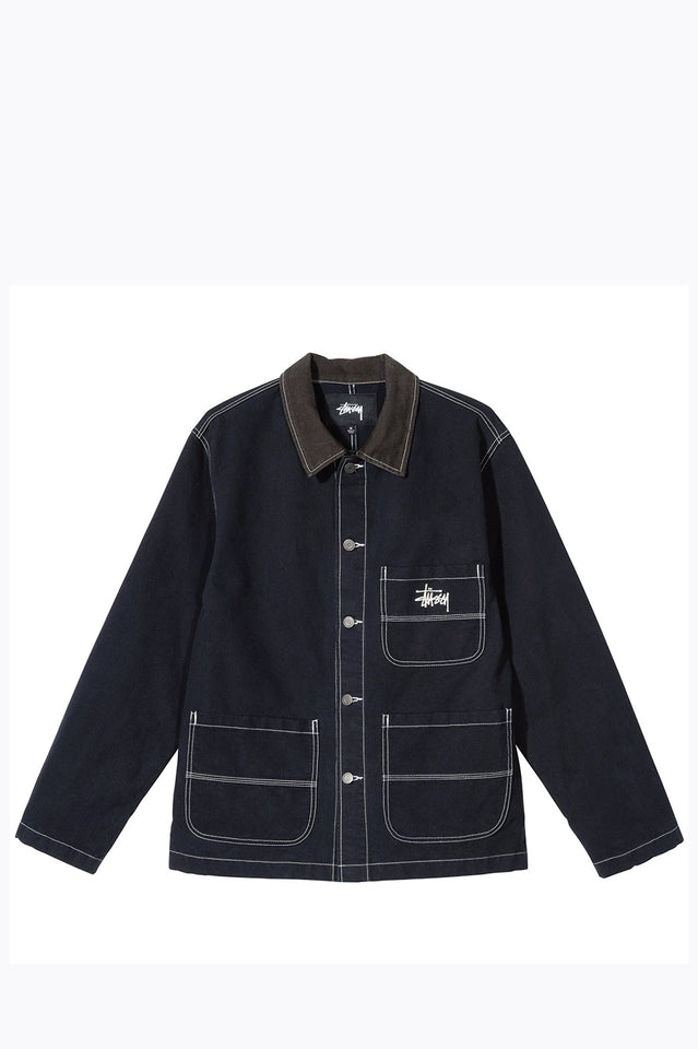 STUSSY BRUSHED MOLESKIN CHORE JACKET NAVY | BLENDS