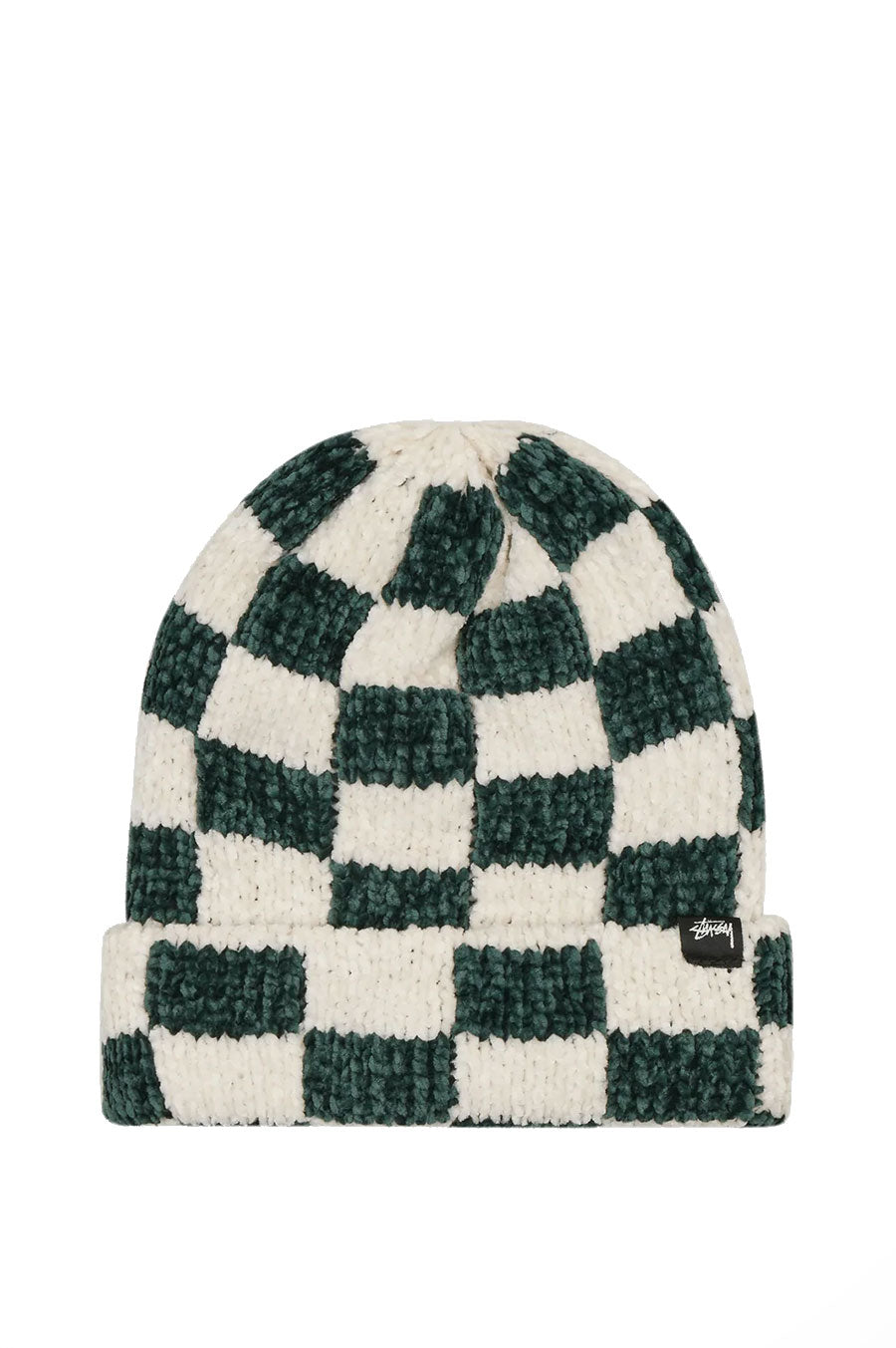 STUSSY CROCHET CHECKERED BEANIE GREEN BLENDS