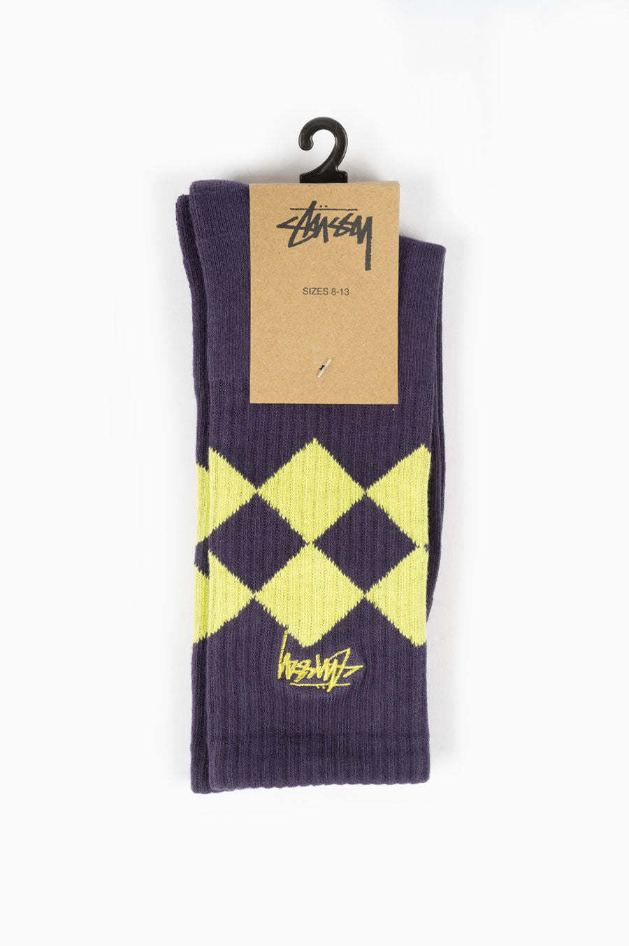 STUSSY ARGYLE JACQUARD CREW SOCKS PURPLE