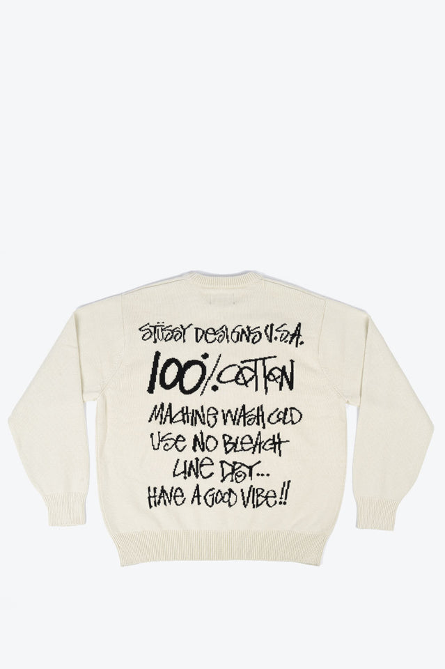 お金を節約 Stussy Care Label Sweater セーター 白 ecousarecycling.com